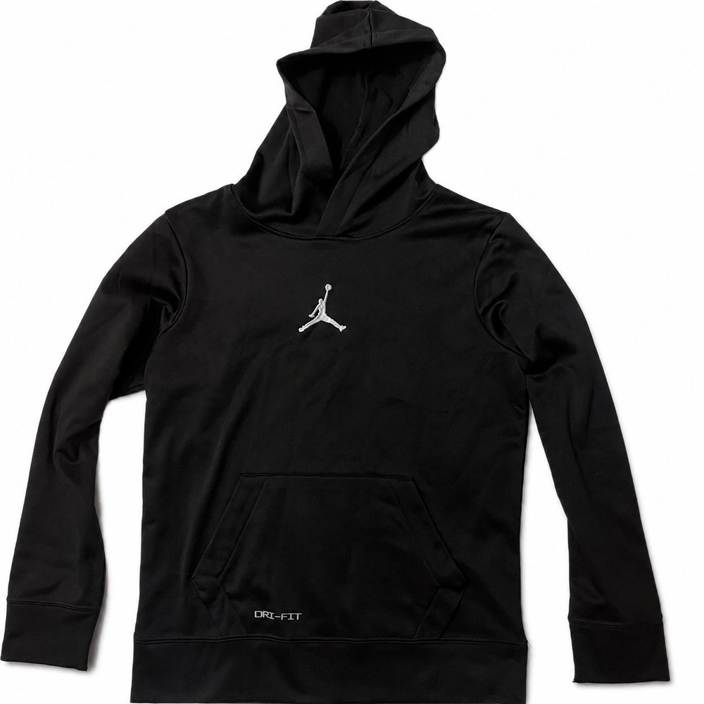 Jordan Dri-FIT Hoodie Youth Medium Black Pullover Jumpman 10-12 Years